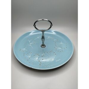 Vintage MCM Sascha Brastoff Zephyr Serving Tidbit Tray Turquoise Aqua